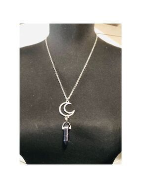 Crystal Moon Stone Chakra Pendant Necklace Silver Jewelry
